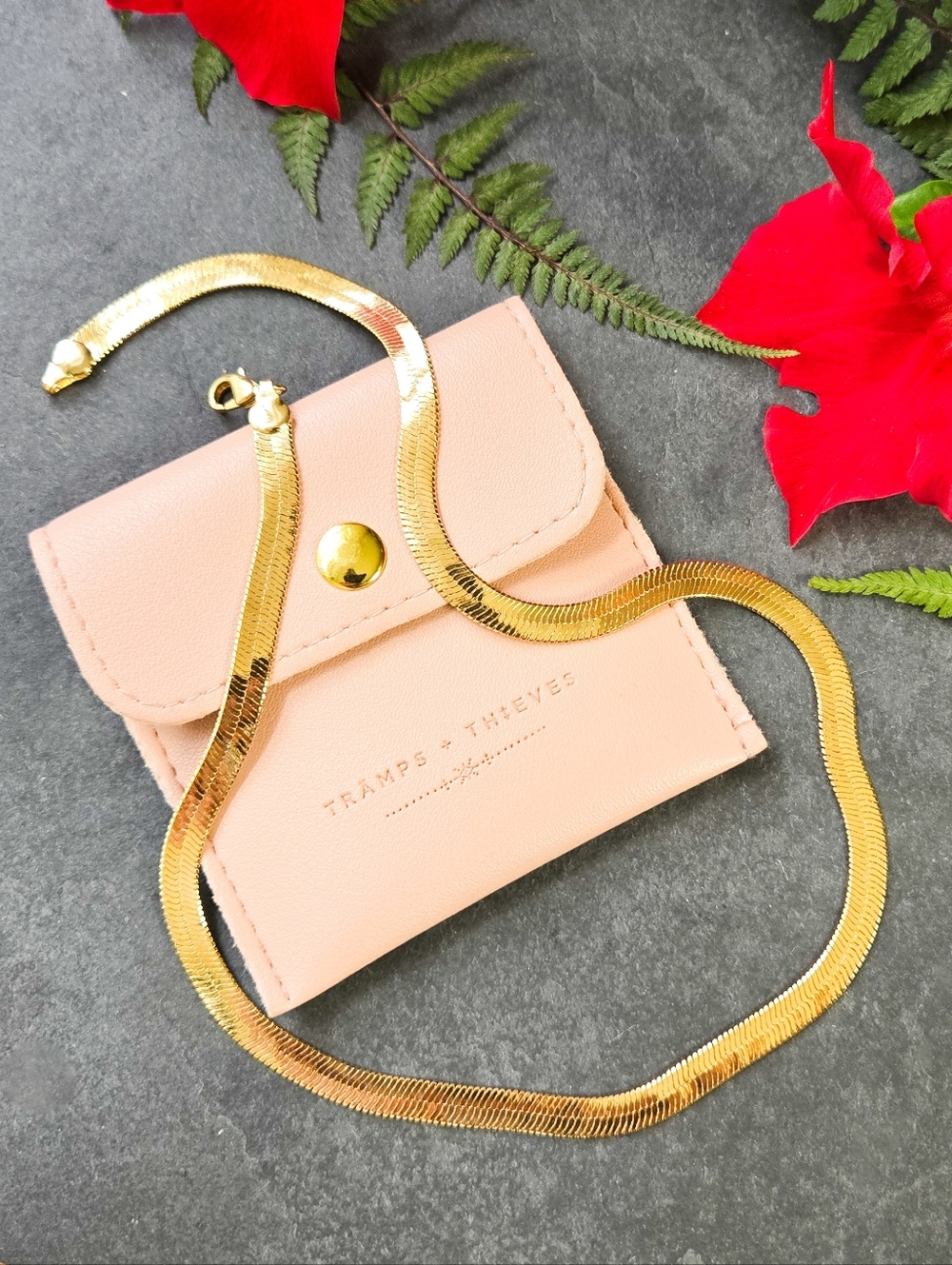 🦋LAST 1🦋NWT Tramps+Thieves Herringbone 18k Gold Plated Necklace